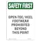 Signmission OSHA Sign, Open-Toe Heel Footwear Prohibited, 14in X 10in Aluminum, 10" W, 14" L, Portrait OS-SF-A-1014-V-11196 - alternate 1